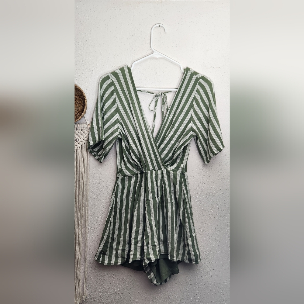 Striped Green Romper